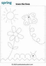 Tracing Spring Worksheets Preschool Worksheet Trace Lines Coloring Activities Flower Grade Line Fun Writing Butterfly Lookbook Education Kindergarten Printable Kids sketch template