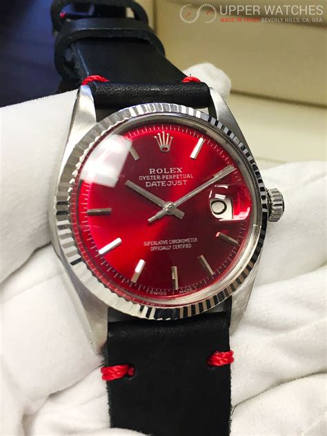 rolex  datejust custom red dial upper watches