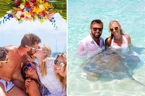 couple marry on paradise island surrounded by sharks and stingrays