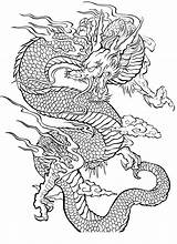 Drachen Chinesische Drache Chinesischer Ausmalen Asiatischer Malvo Frische Japanische sketch template