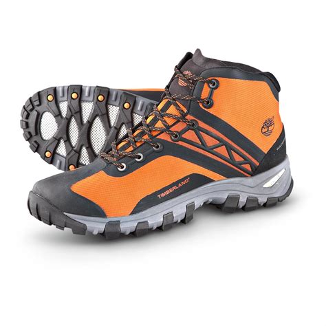 mens timberland lite trace mid waterproof hiking boots orange