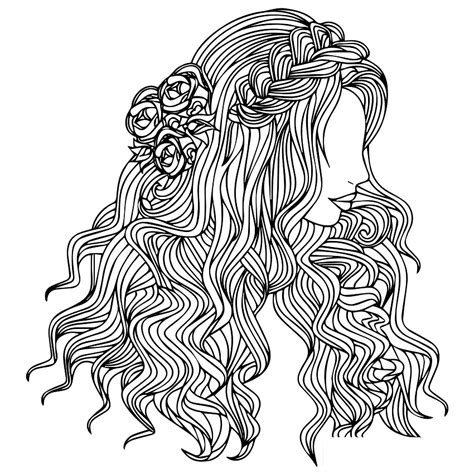 beautiful hair coloring page  printable coloring pages  kids
