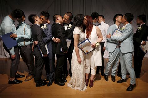seven chinese gay and lesbian couples marry in west hollywood after