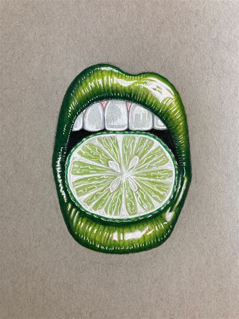 lime lips drawing lips drawing color pencil art color pencil drawing