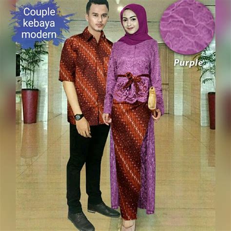 Jual Tm 00021 B Couple Kebaya Brukat Hanni Maroon Baju Muslim Pasangan