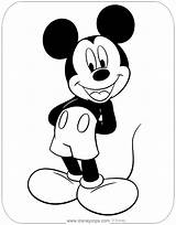 Mickey Mouse Coloring Pages Disneyclips Misc Smiling Standing sketch template