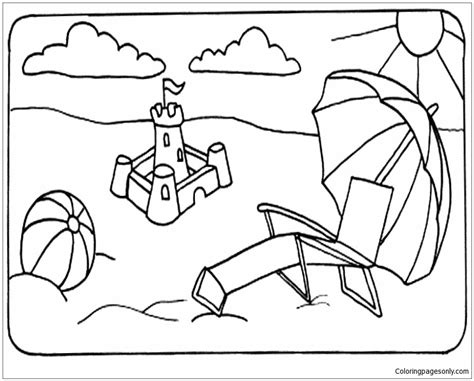summer beach coloring page  printable coloring pages
