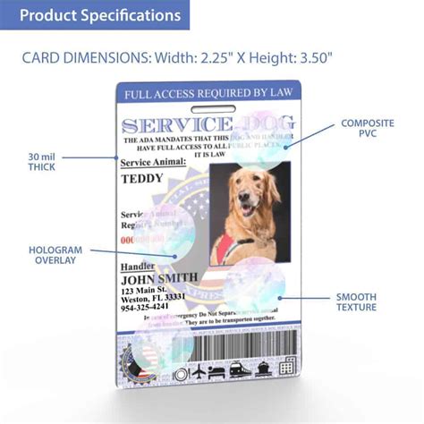 printable esa dog id card template printable templates