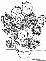 Gogh Coloring Van Vincent Sunflowers Pages Famous Color Colouring Printable Da Kids Artists Paintings Sunflower Para Painting Supercoloring Print Colorir sketch template