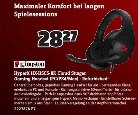kingston hyperx hx hscs bk cloud stinger gaming headset pc ps mac