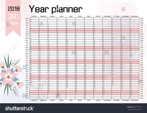 year wall planner plan   stock vector royalty