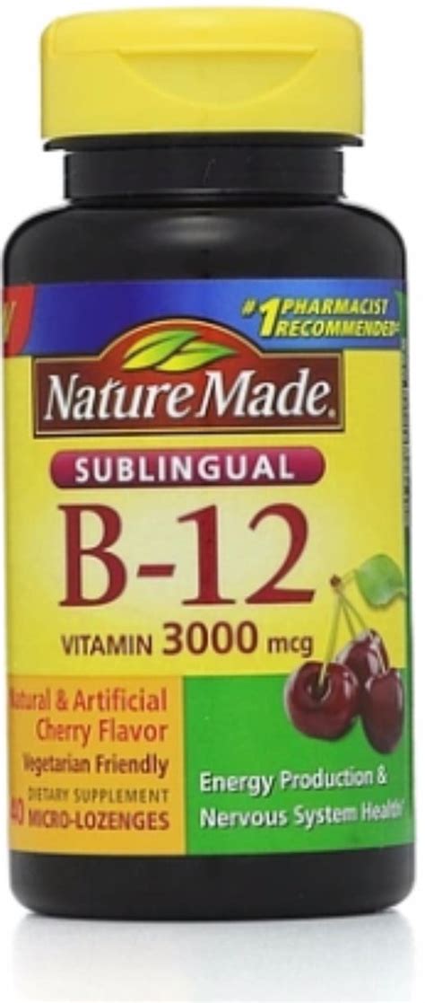 Nature Made Vitamin B 12 3000mcg Sublingual Lozenges Cherry 40 Ea