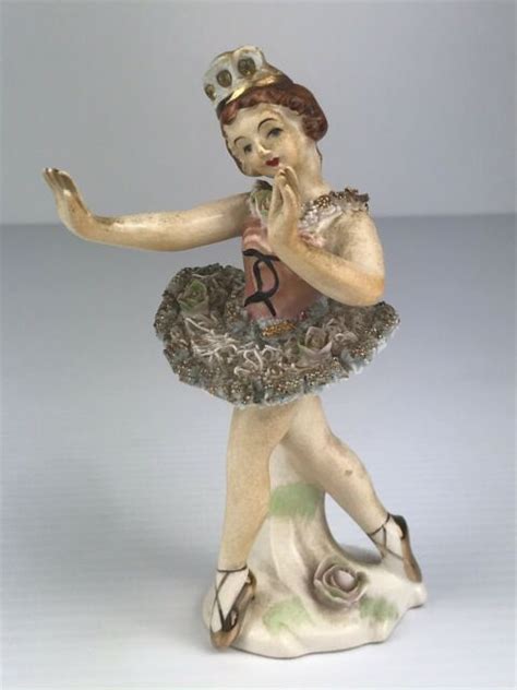 porcelain ballerina figurine japanese made in japan flowers hand