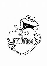 Coloring Cookie Monster Mine Valentine Pages Coloringsky sketch template