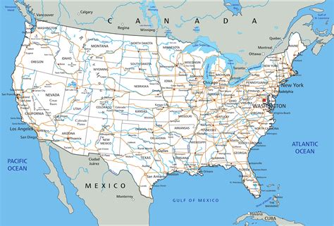 high detailed united states  america road map