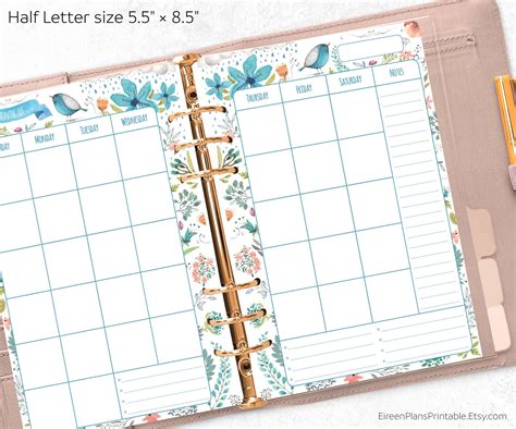 5 5 X 8 5 Undated Monthly Planner Printable Refill Calendar Etsy