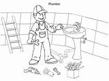 Plumber Colouring Occupation sketch template