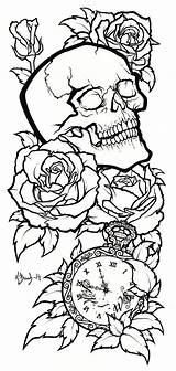 Skull Tattoo Deviantart Tattoos Lineart Designs Drawing Outline Coloring Pages Stencil Rose Sugar Drawings Stencils Sleeve Skulls Cool Color Dead sketch template
