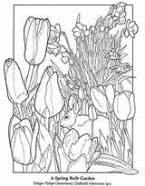 Spring Coloring Garden Pages Nature Flowers Flower Printable Season Book Colouring Para Print Dover Color Tulips Adults Colorear Adult Publications sketch template