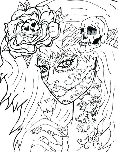 girl sugar skull coloring pages  getdrawings