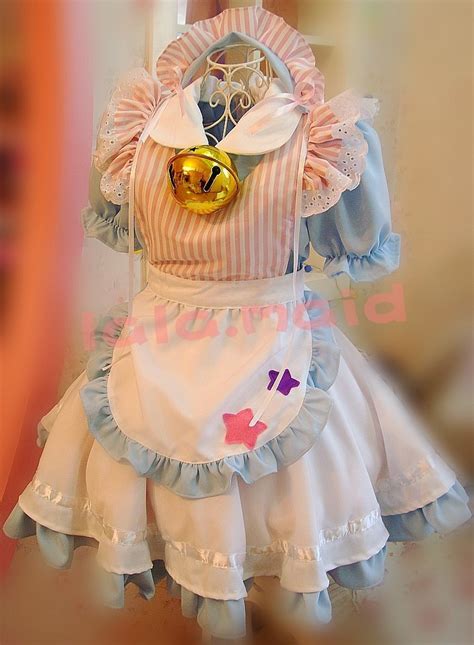 original design kawaii girls japanese maid dress big bell bow star