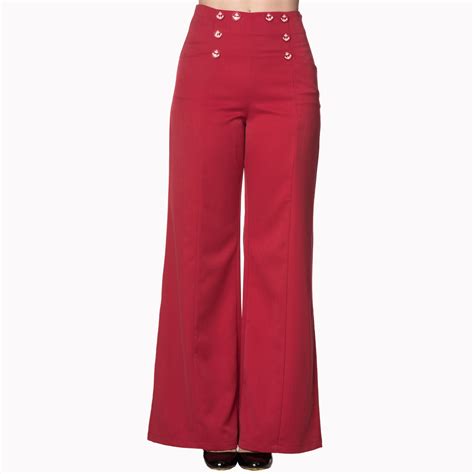 rode broek met hoge taille afgewerkt met anker knopen funnibe