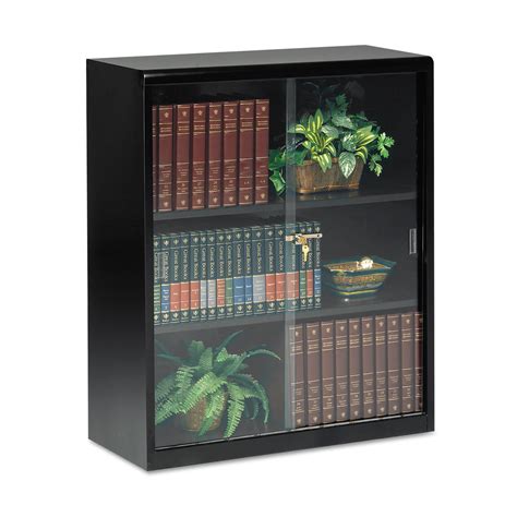 tennsco executive steel bookcase  glass doors  shelf      black walmart