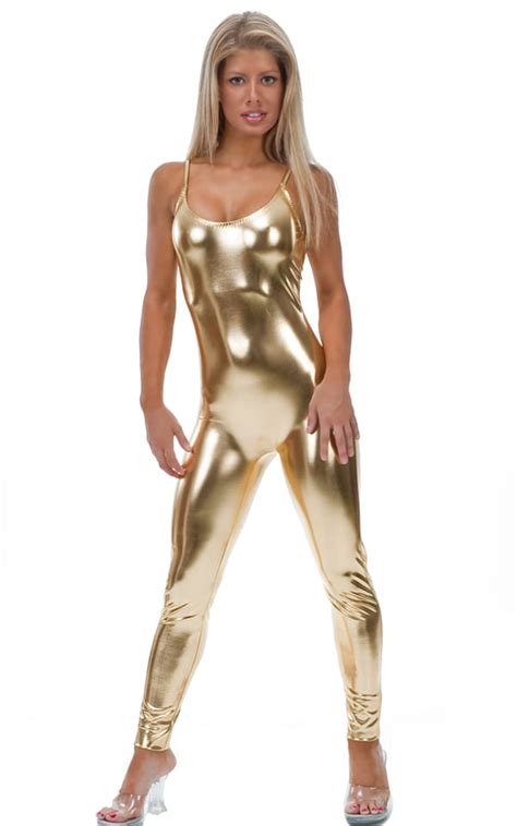 camicat catsuit bodysuit in liquid gold by skinz