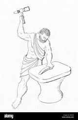 Efesto Vulcan Dio Hephaestus Hephaistos Gott Romano Greco Fuoco Linea Feuers Griechischen Römischen sketch template