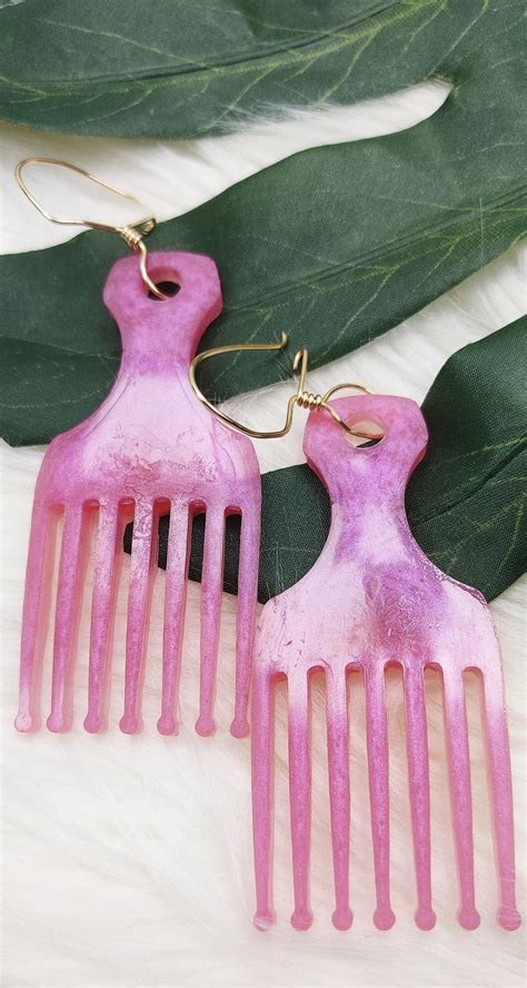 large afro picks    inches resin afro pick earrings etsy