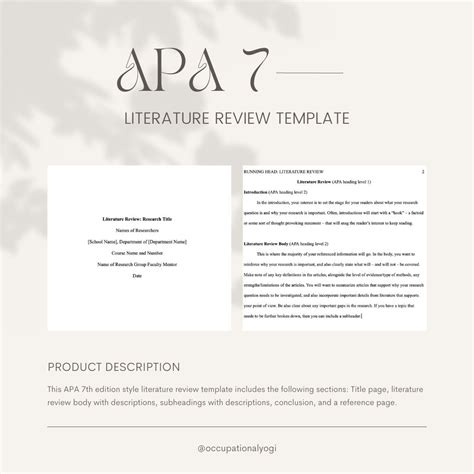 literature review template etsy