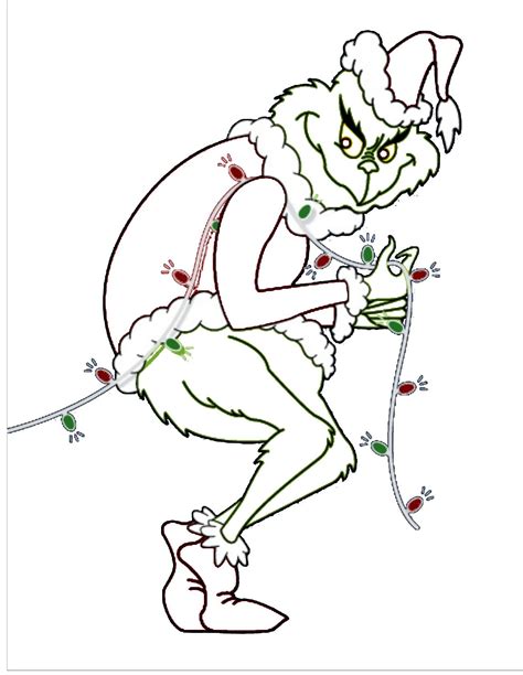 grinch outline grinch stealing lights christmas drawing grinch
