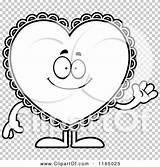 Doily Waving Mascot Valentine Heart Outlined Coloring Clipart Cartoon Vector Thoman Cory sketch template