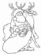 Coloring Reindeer Santa Pages Claus Library Clipart sketch template