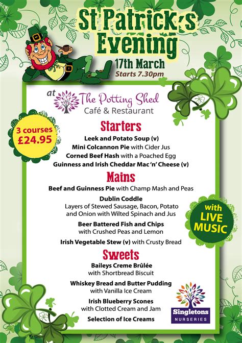 St Patrick S Evening The Potting Shed Cafe