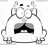 Scared Chubby Pig Clipart Cartoon Outlined Coloring Vector Thoman Cory Royalty sketch template