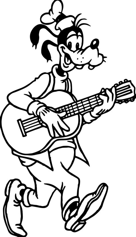 goofy playing guitar coloring pages wecoloringpagecom