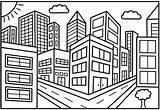 Cidade Colorear Building Desenho Ciudades Edificios Bandar Mewarna Paisajes Urbano sketch template