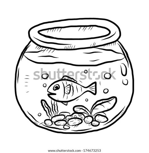 fish bowl cartoon vector illustration black stock vector royalty