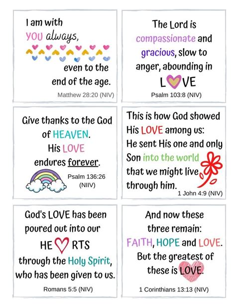 short bible verses  kids  gods love  cards  heart