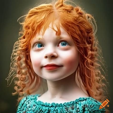 illustration of adorable smiling ginger haired dressed girls on craiyon