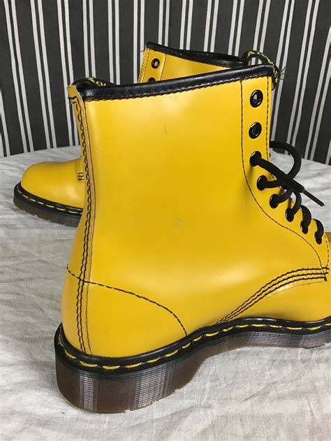 clean rare yellow vintage  martens uk size  etsy