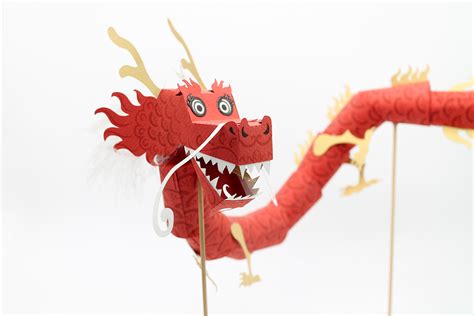 paper toy dragon  chinese  year  behance