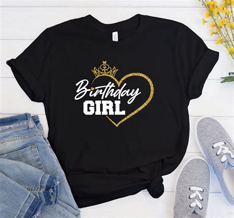 Birthday Girl Gold Crown Hearth T Shirt Adult Size Birthday Etsy