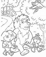 Dora Coloring Explorer Lion Swiper Boots Pages Printable Cartoons Kids Colouring Exlorer Color Print Clipart Drawings Fun Coloriage Topcoloringpages Leon sketch template