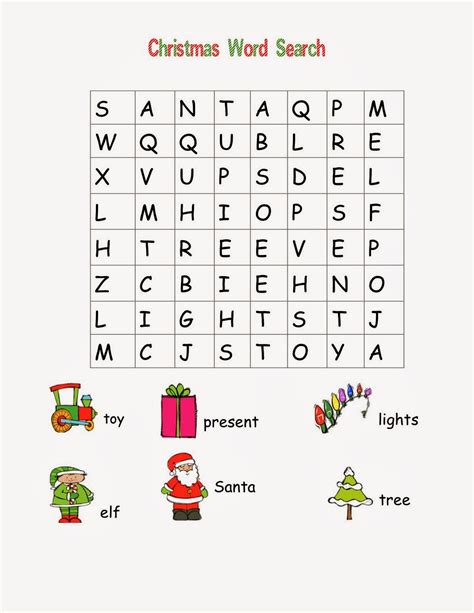 christmas word search  kids easy