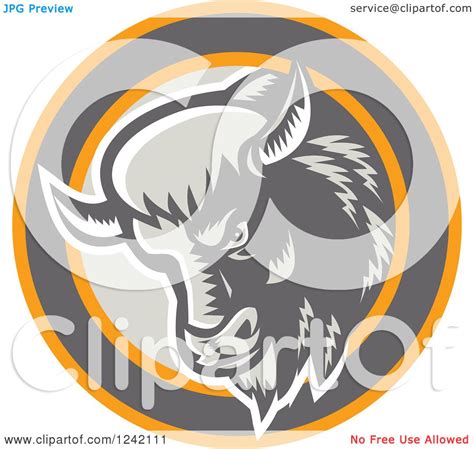 Clipart Of A Retro Woodcut Buffalo Head In A Circle