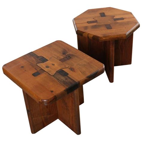 craftsman wooden puzzle table pair  stdibs