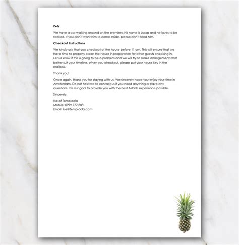 printable airbnb  letter
