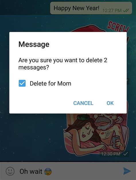 Telegram Update Adds Deleting Recently Sent Messages